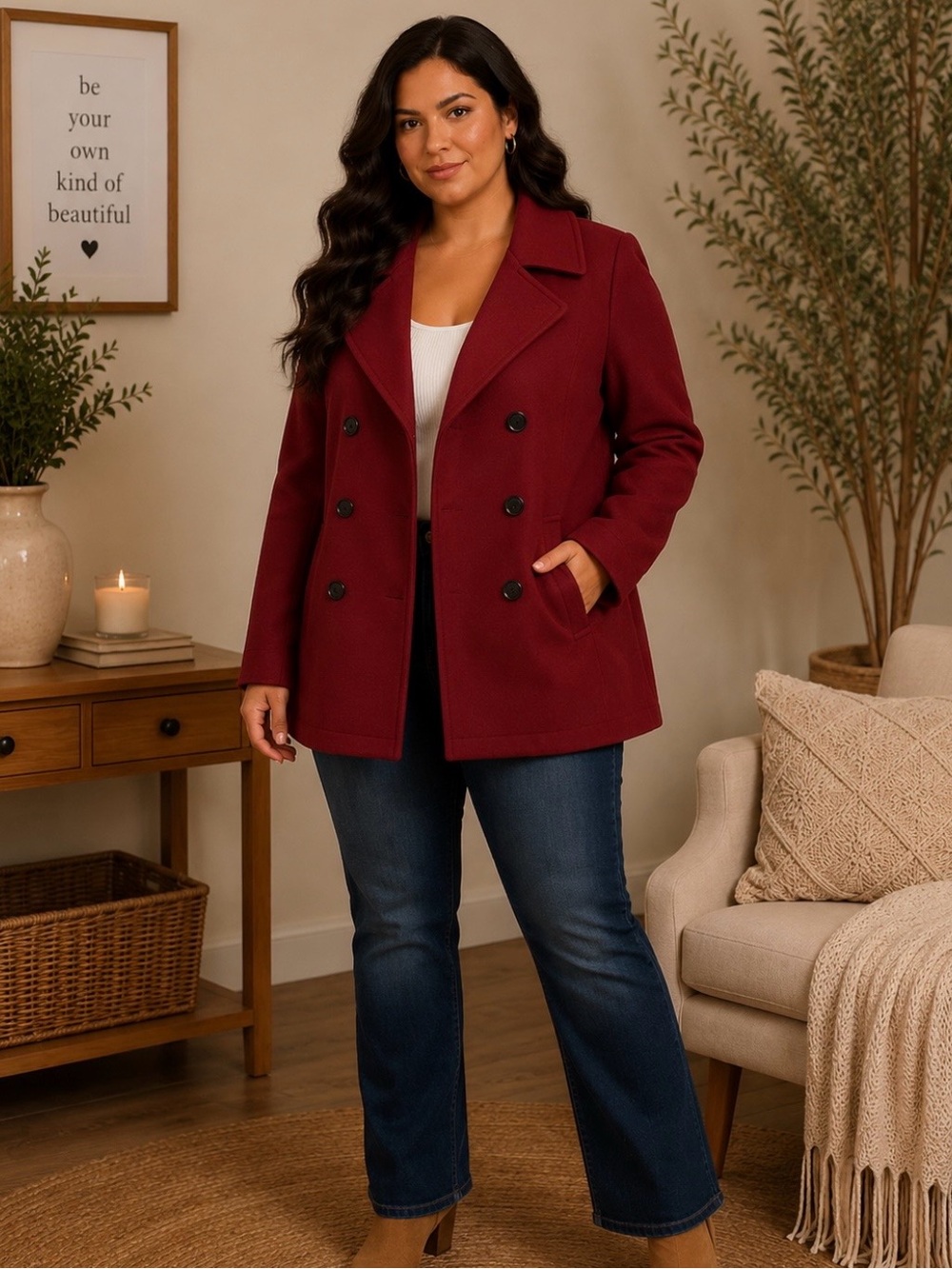 Bass Women's Crimson Pea Coat